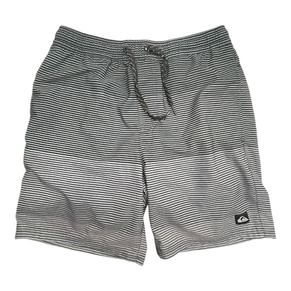 Quiksilver Striped Swim Shorts Size: S Color: black and gray - Picture 1 of 8